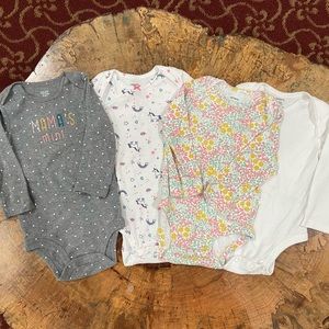 Lot of 4 Carter’s Long Sleeve Onesies (12m)